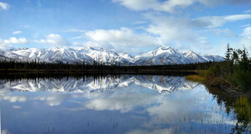 snowy mountain reflection